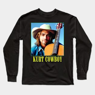 Grunge Cowboy Musician With Acoustic Guitar Long Sleeve T-Shirt